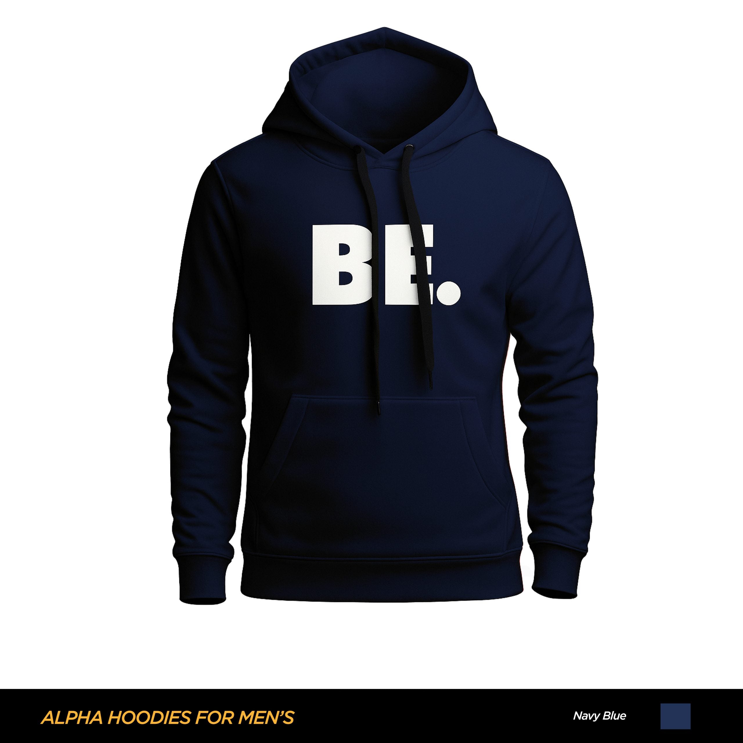 Be Printed Navy Blue Hoodie For Men