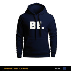 Be Printed Navy Blue Hoodie For Men