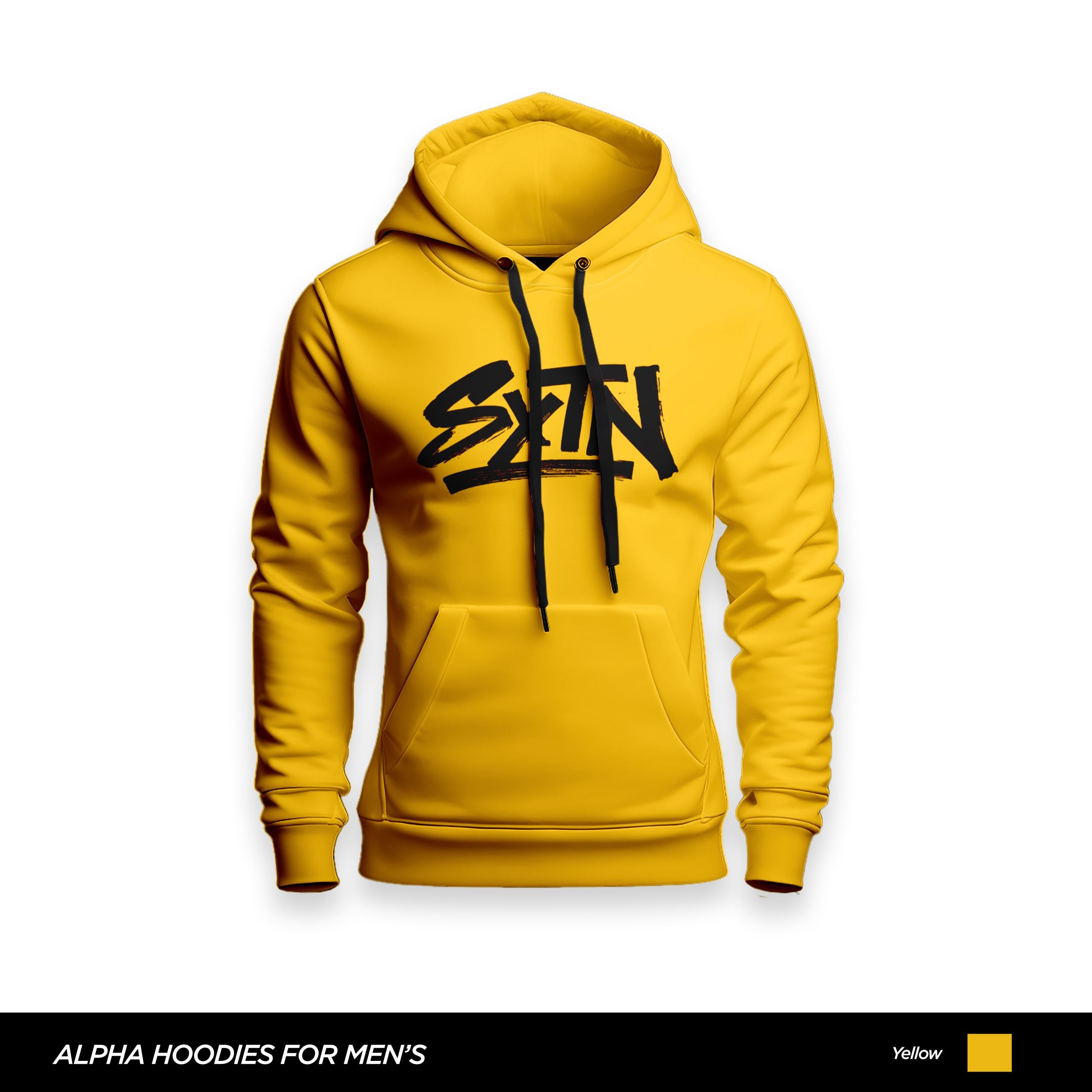 SXTN Alpha Printed Yellow Hoodie For Men