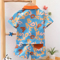 Kids Alphabet Letter Printed Summer Short Suit