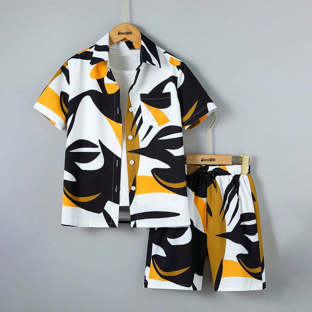 Kids Stylish Casual Vacation Printed Summer Short Suit