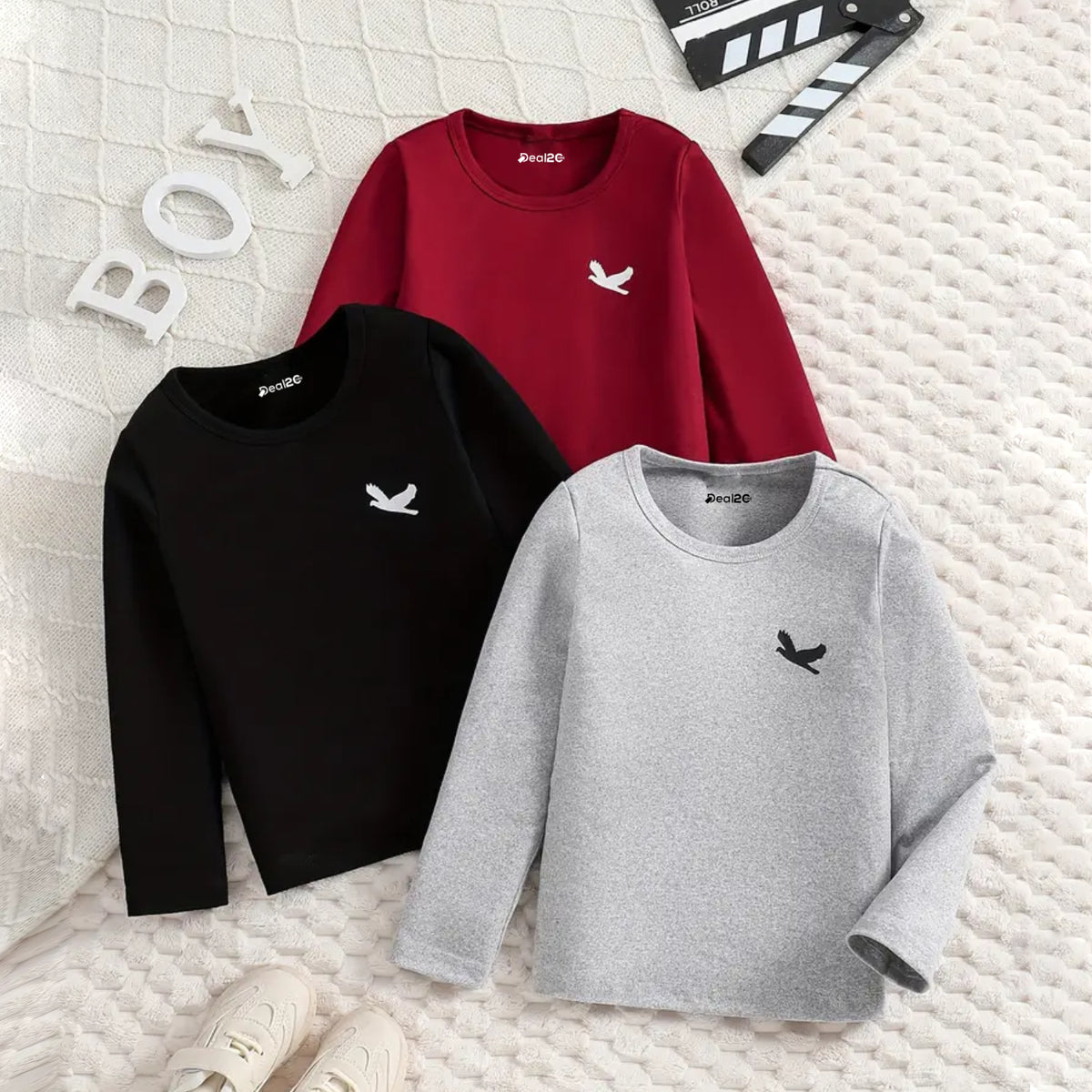 Pack of 3 Falcon Fly Printed Long Sleeve T-shirts for Kids