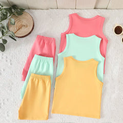 Bundle Of 3 Bright Colors Printed Sando Suit For Kids