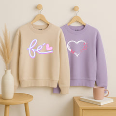 Pack of 2 Be Love Heart Printed Sweatshirts for Women