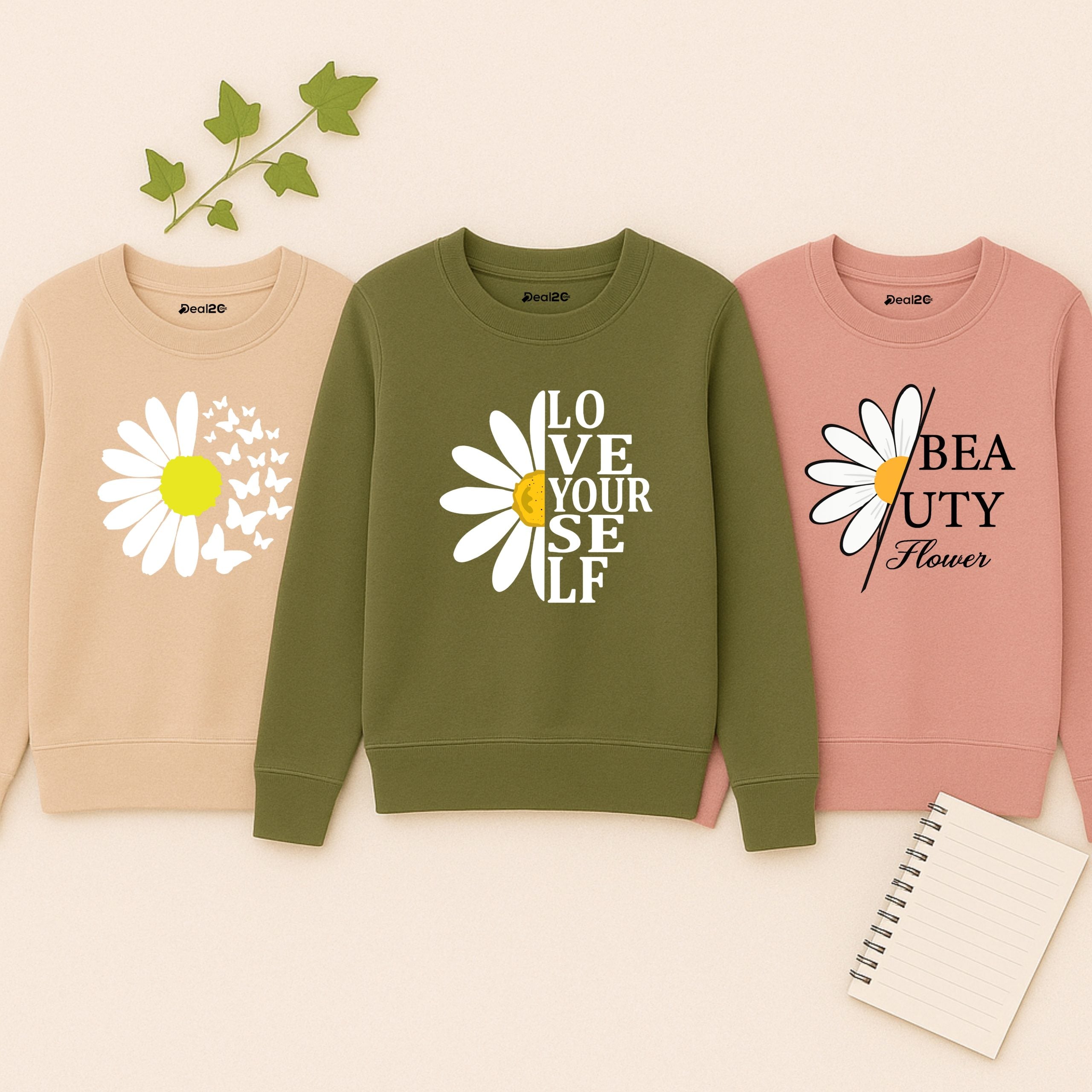 Pack of 3 Beauty Flower Printed Sweatshirts for Women