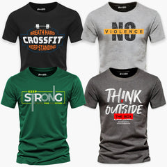 Pack of 4 Crossfit Think Strong Printed T-Shirts