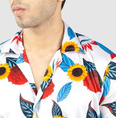 Mens Sunflower Printed Summer Short Suit