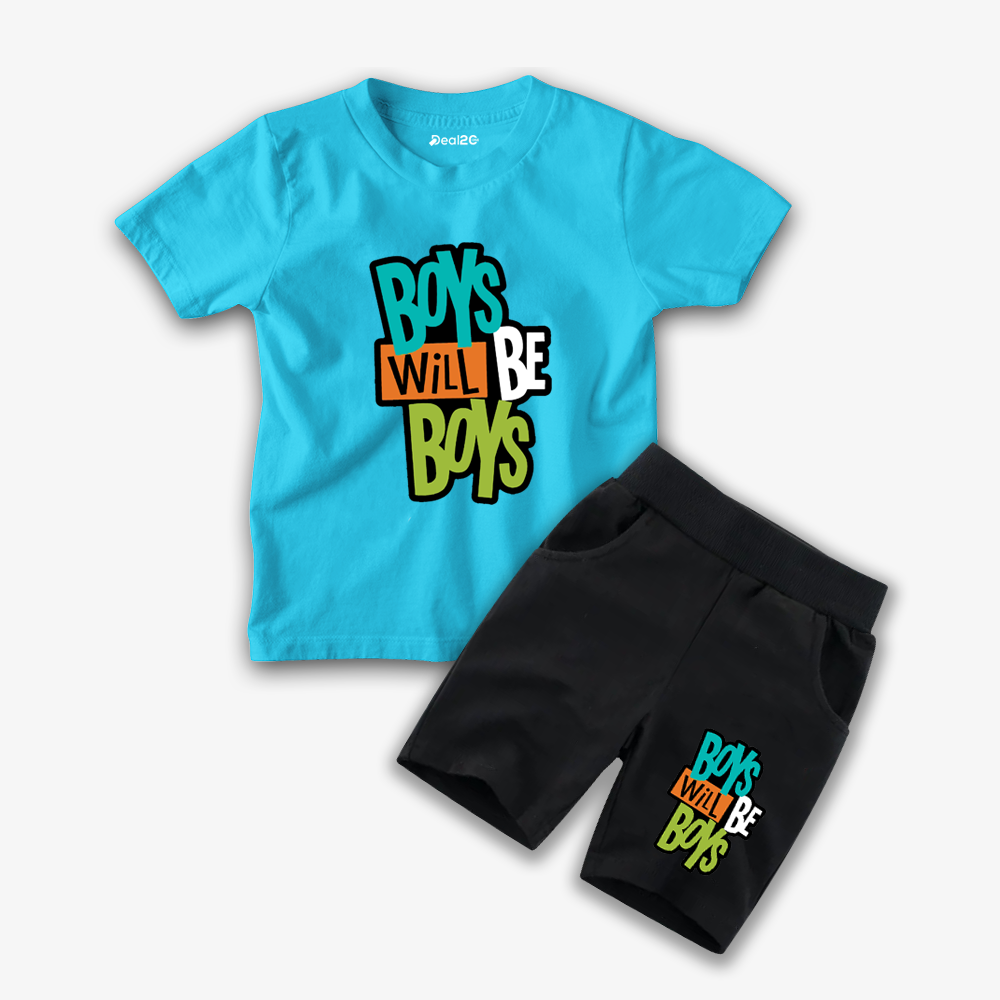Boys Will Be Boys Printed Kids Summer Short Suit