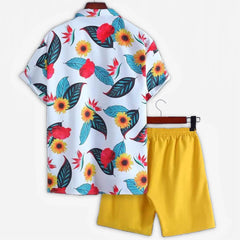Mens Sunflower Printed Summer Short Suit