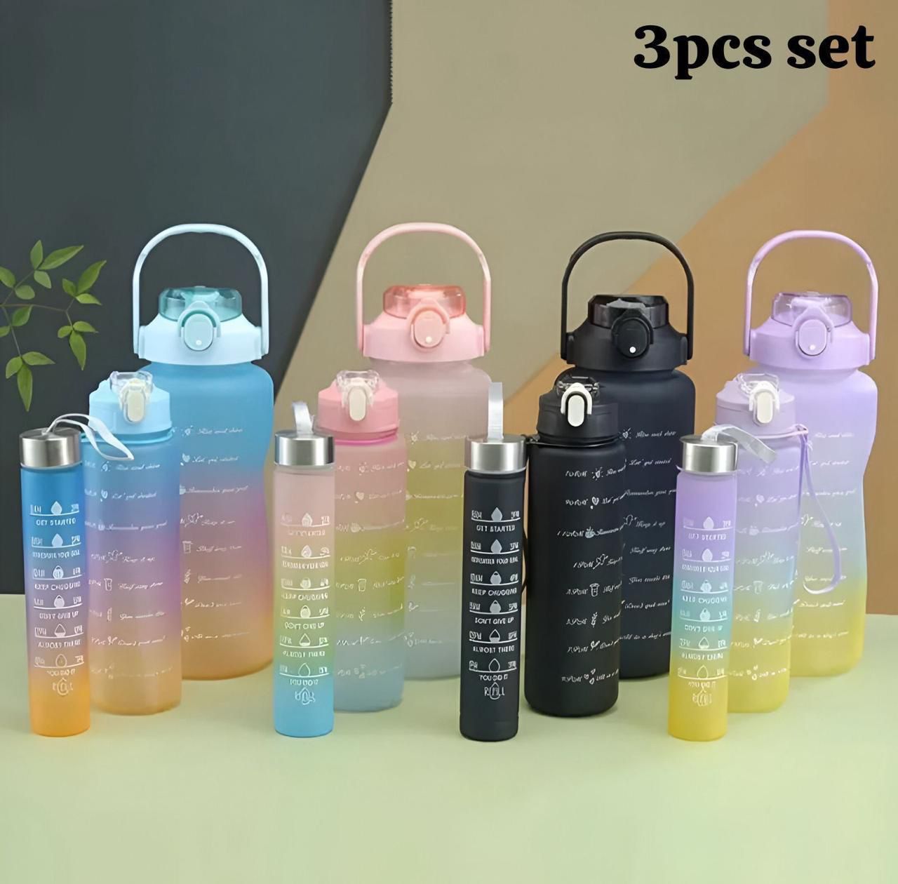 3pcs Colourful Water Bottle Set – Premium Quality