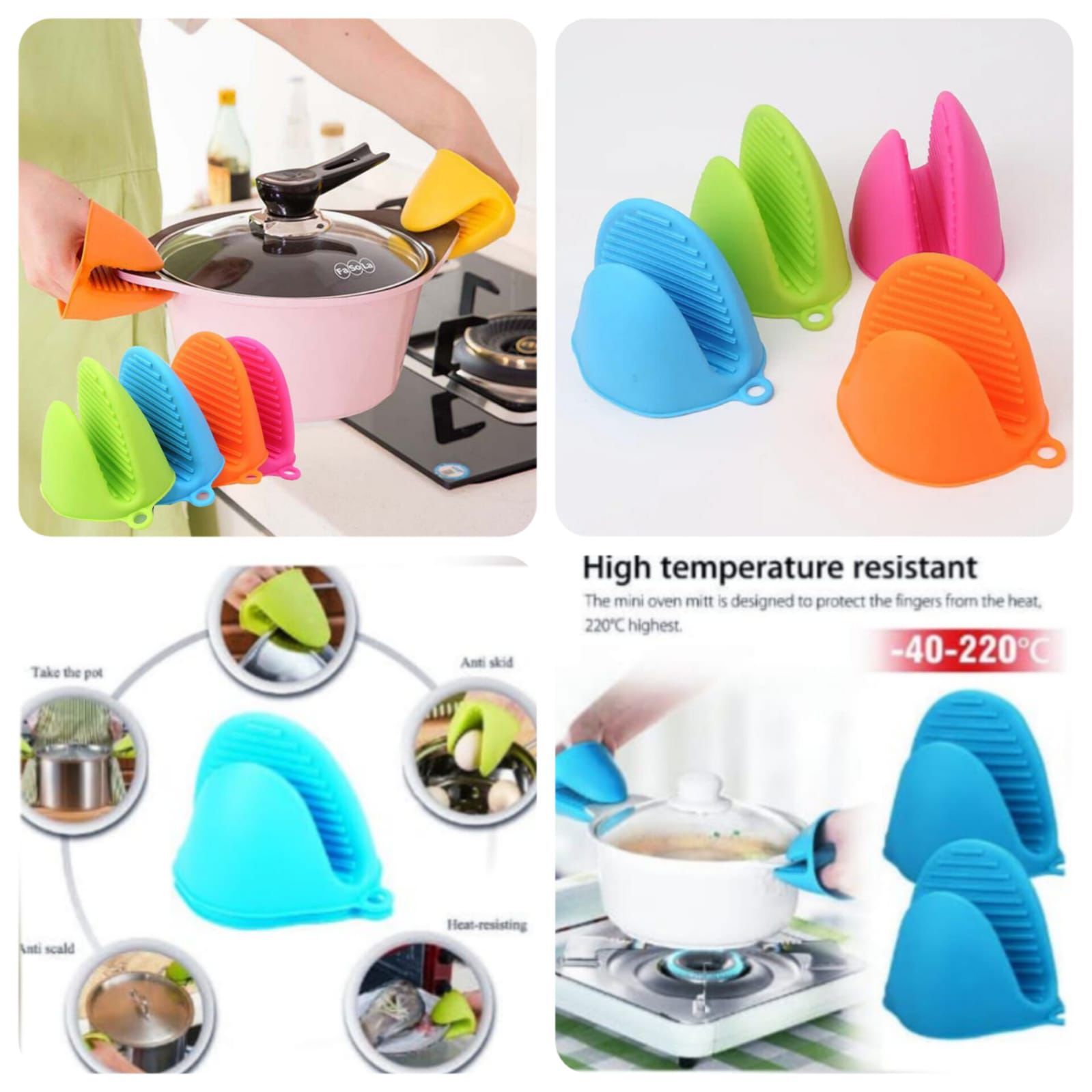 Silicone Oven Mitts – Heat-Resistant Pinch Grips for Safe Cooking