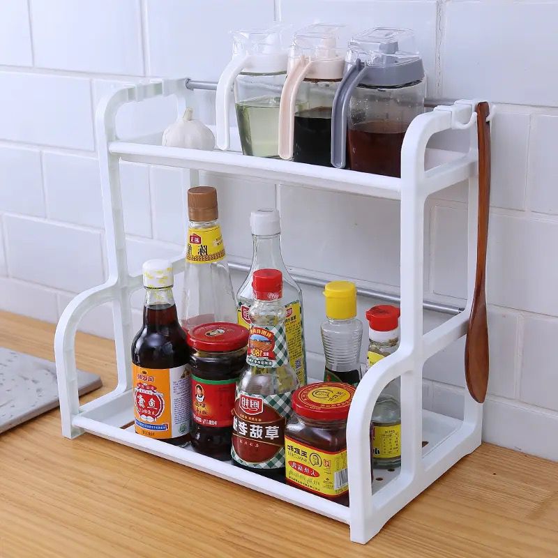 2-Layer Kitchen Organizer Shelf – Spice Rack + Knife Holder