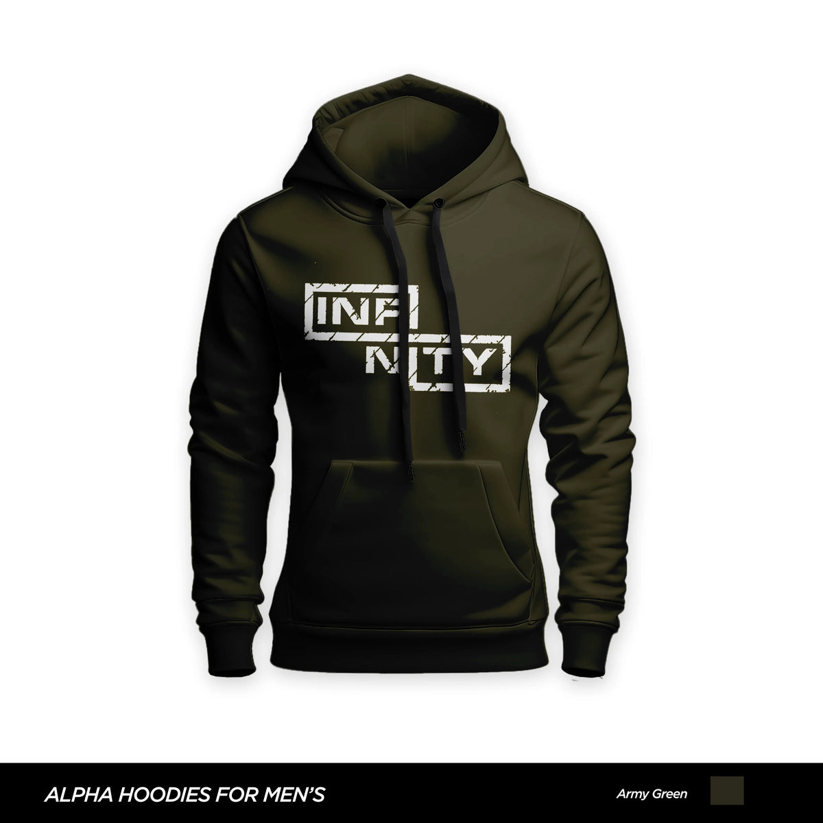 Infinity Printed Army Green Hoodie For Men