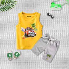 Tropical Jeep Printed Sando Suit For Kids