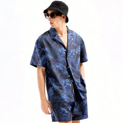 Men Swimmode Stylish Collar Beachwear Casual Short Suit