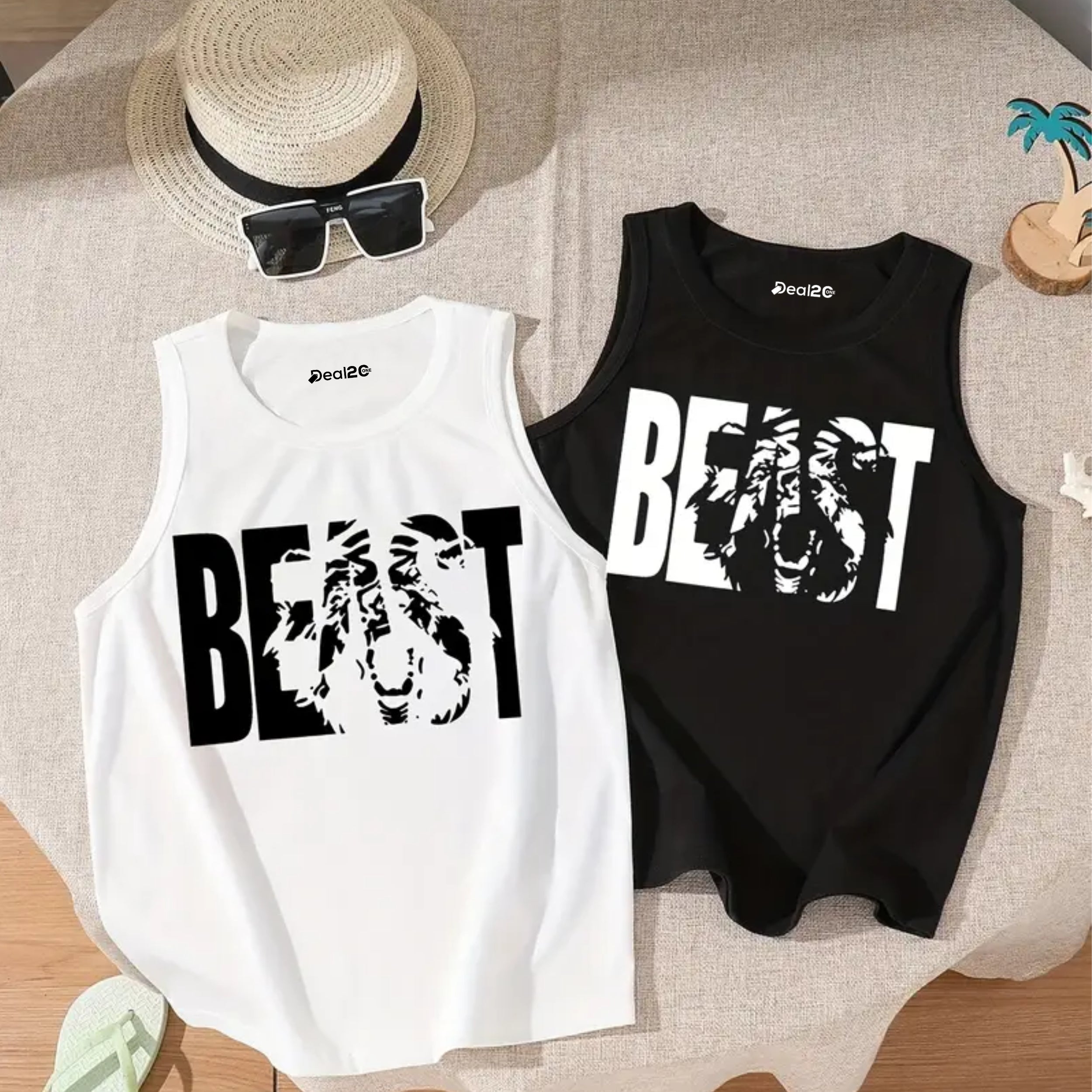 Pack of 2 Beast Printed Tank Tops