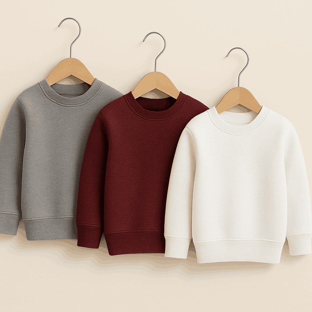 Bundle of 3 Plain Comfort Sweatshirts for Kids