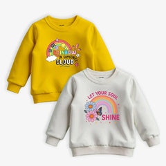 Pack of 2 Shine Rainbow Printed Sweatshirts for Girls
