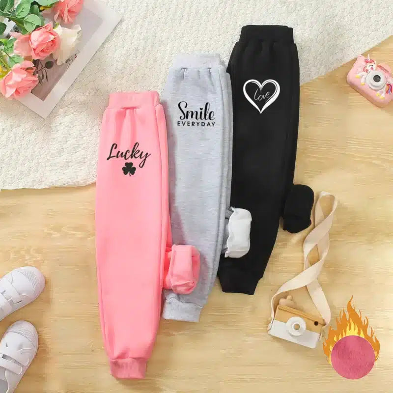 Pack of 3 Smile Lucky Girl Printed Sweatpants for Girls