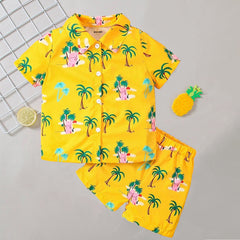 Kids Palm Tree Printed Summer Short Suit