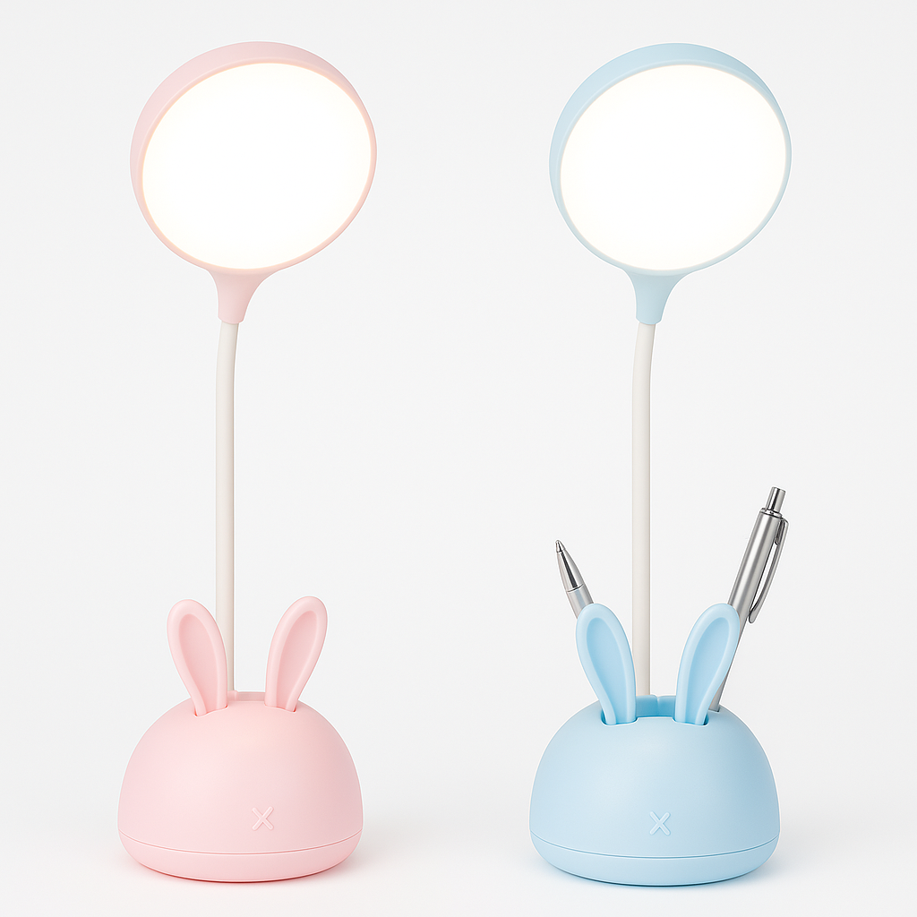 Cute LED Desk Lamp With Pen Holder USB Rechargeable for Kids Study Tables