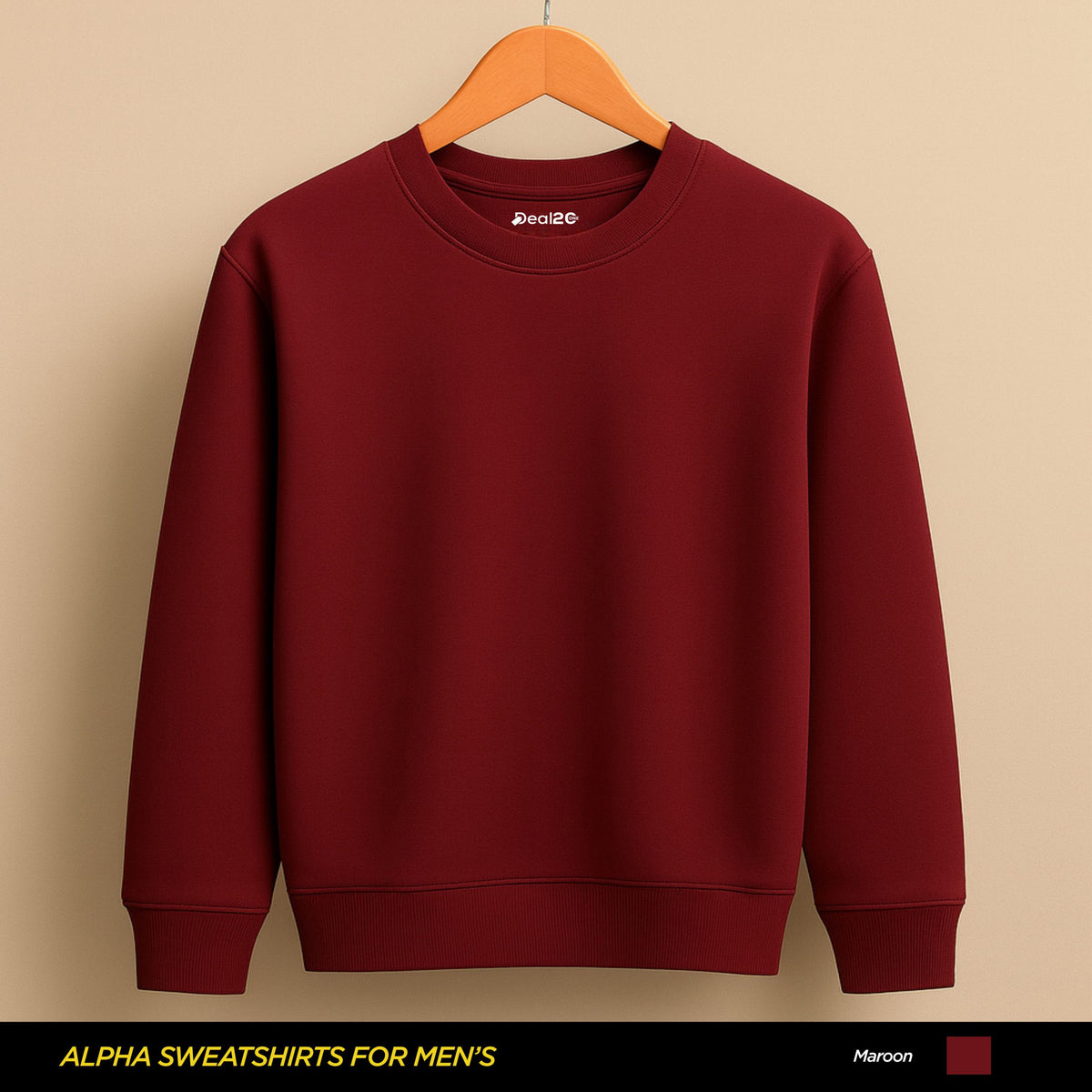 Solid Plain Maroon Sweatshirt for Men