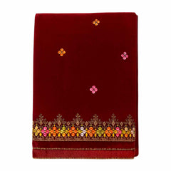 Velvet Multi-Embroidered Border Dupatta Shawl – 2.5 Gazz