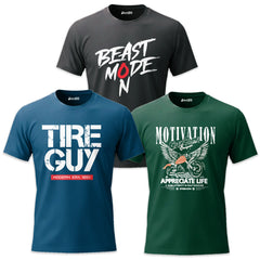 Pack Of 3 Beast Mode Motivation Guy Mens Printed T-Shirts