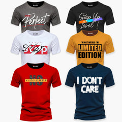 Pack of 6 Perfect Limited Stop No Violence Mens Printed T-Shirts