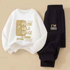 Pride Able Space Printed Sweatshirt Tracksuit for Young Kids