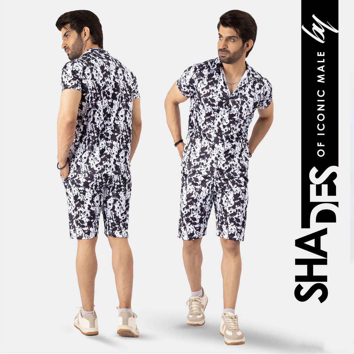 Bold Abstract Mens Printed Summer Beach Short Suit Set