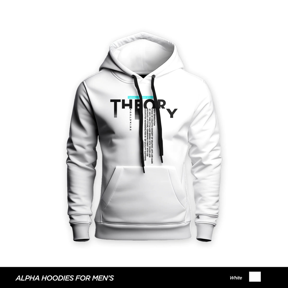 Casual Theory Printed White Hoodie For Men