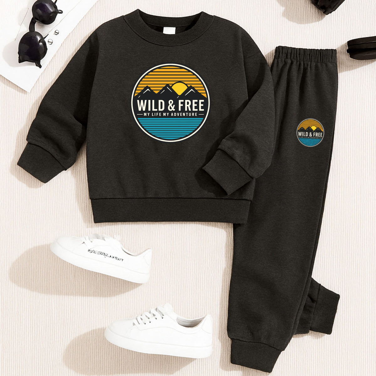 Wild & Free Printed Sweatshirt Tracksuit For Kids